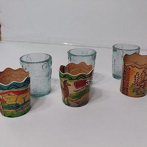 artesania peruana set de tres vasos de chupito